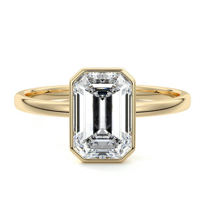 EMERALD BEZEL SOLITAIRE RING