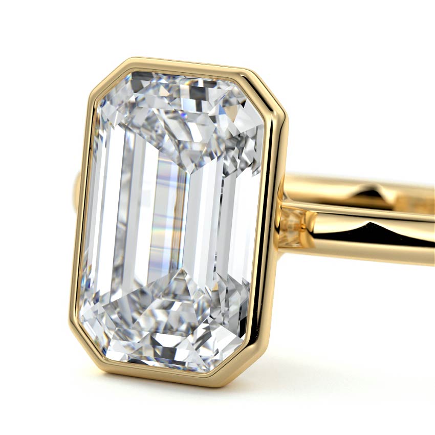 EMERALD BEZEL SOLITAIRE RING