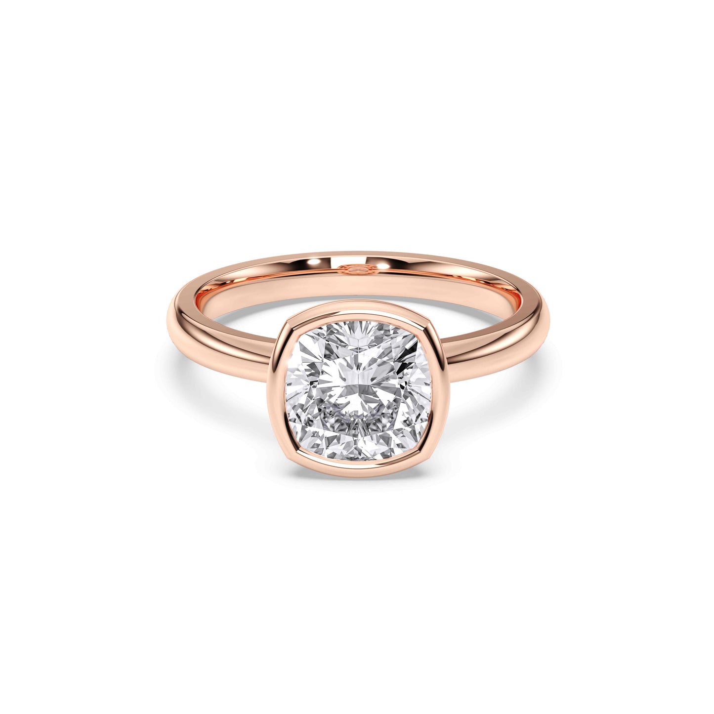 SQ.CUSHION BEZEL SOLITAIRE RING