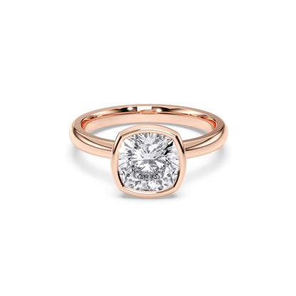 SQ.CUSHION BEZEL SOLITAIRE RING
