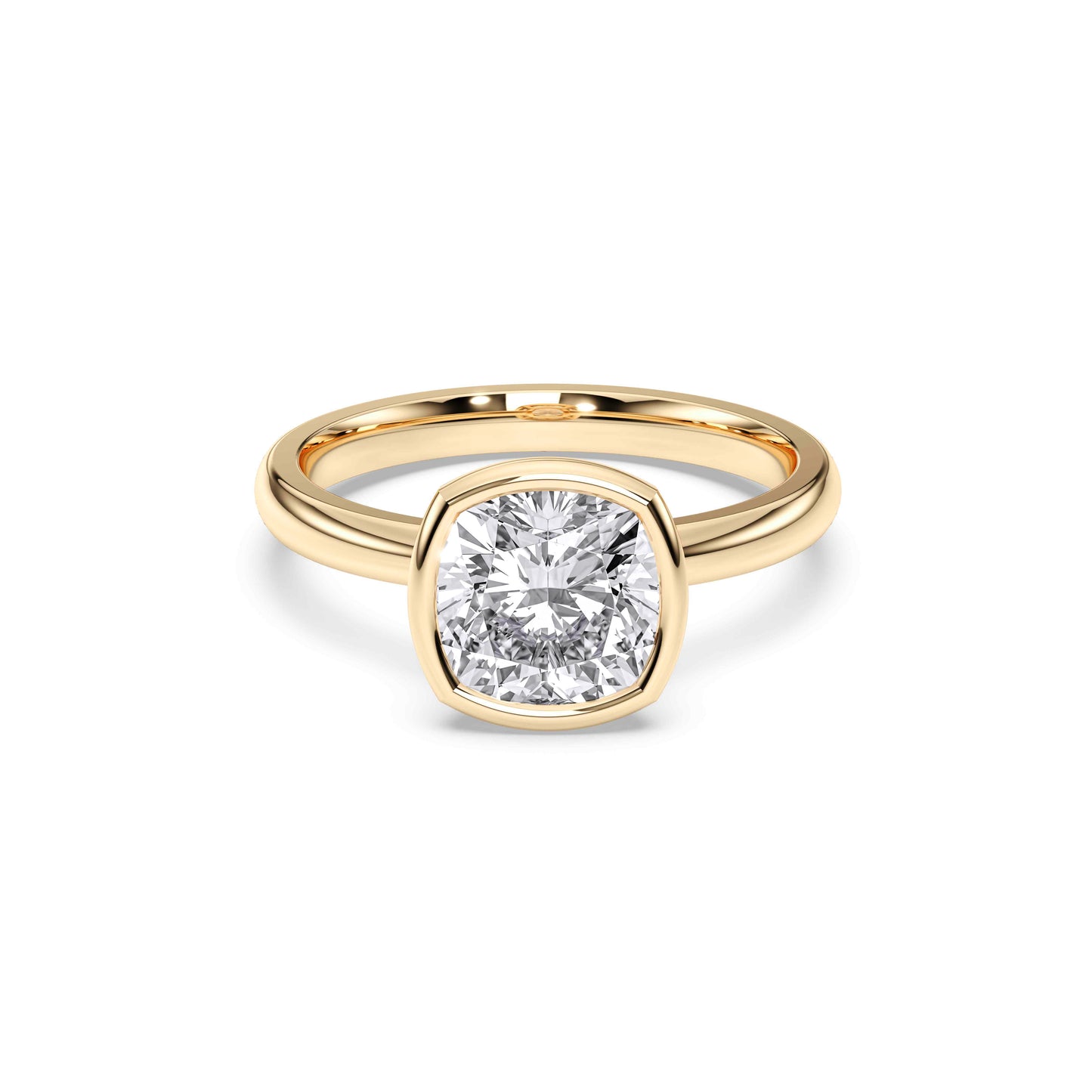 SQ.CUSHION BEZEL SOLITAIRE RING
