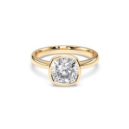 SQ.CUSHION BEZEL SOLITAIRE RING