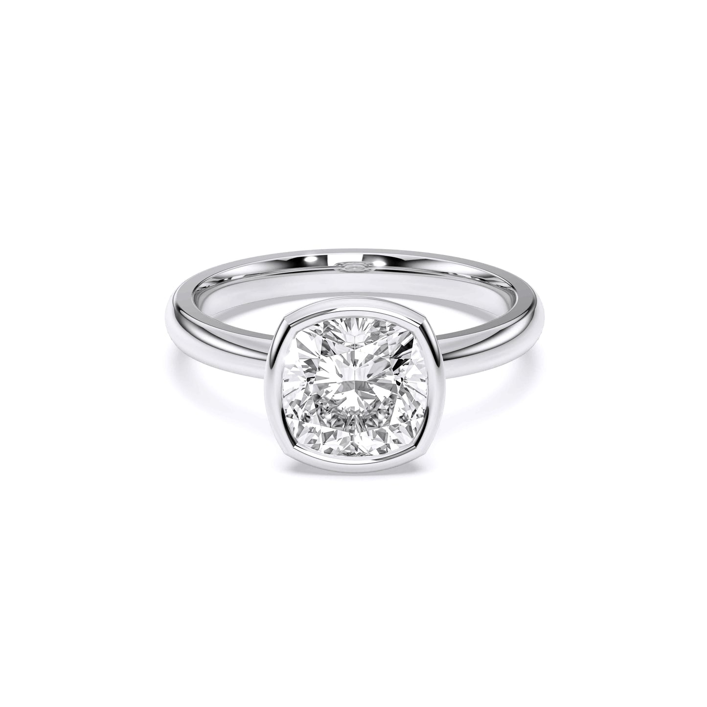 SQ.CUSHION BEZEL SOLITAIRE RING