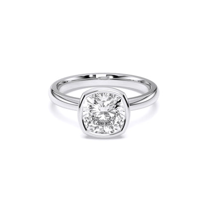 SQ.CUSHION BEZEL SOLITAIRE RING