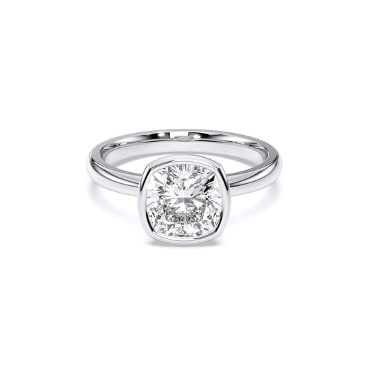 SQ.CUSHION BEZEL SOLITAIRE RING