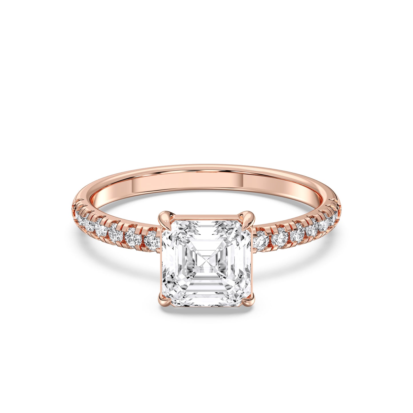 SQ.EMERALD SIDESTONE RING (THIN)