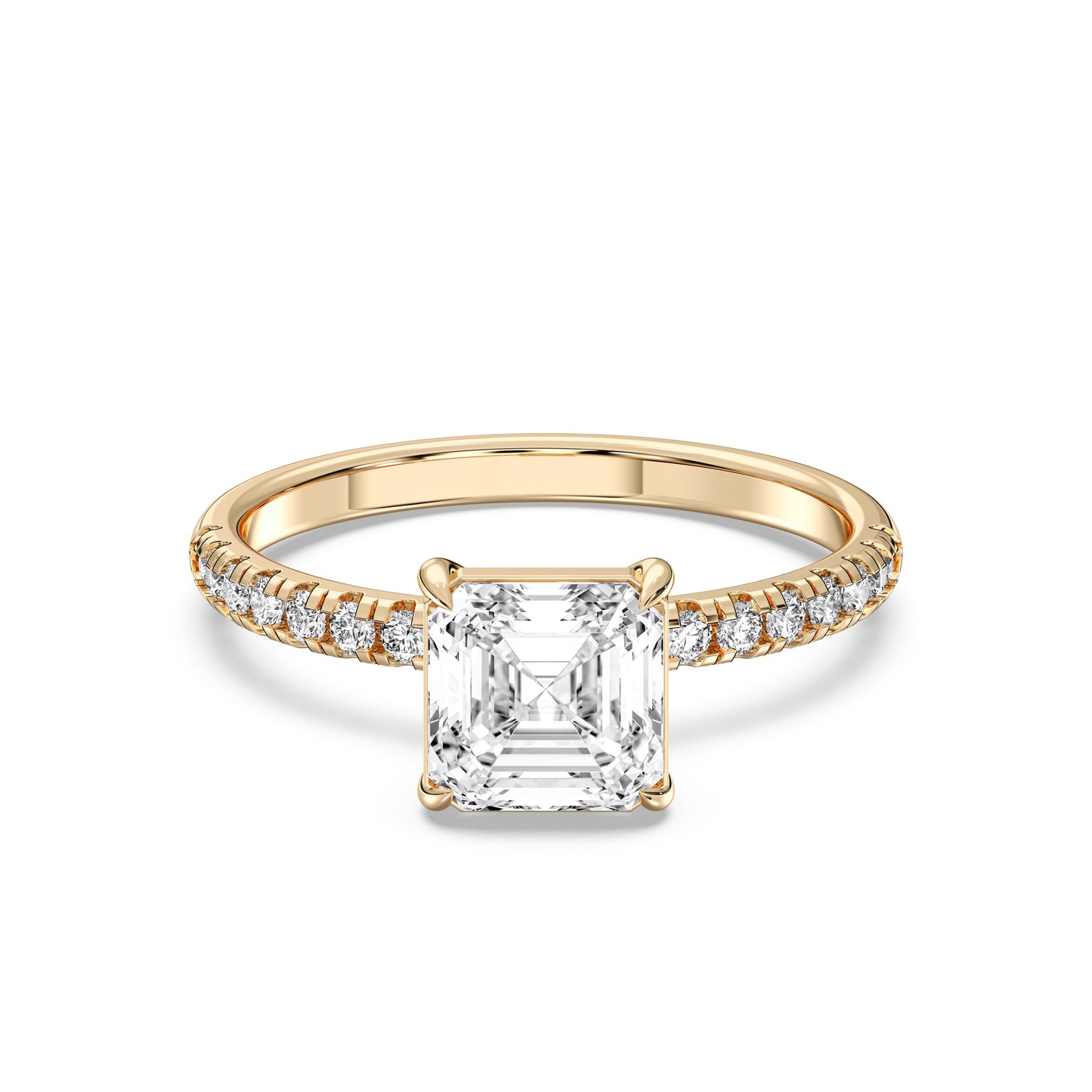 SQ.EMERALD SIDESTONE RING (THIN)
