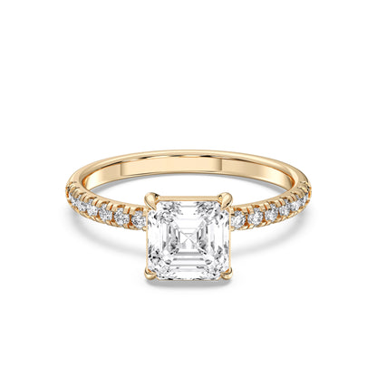 SQ.EMERALD SIDESTONE RING (THIN)