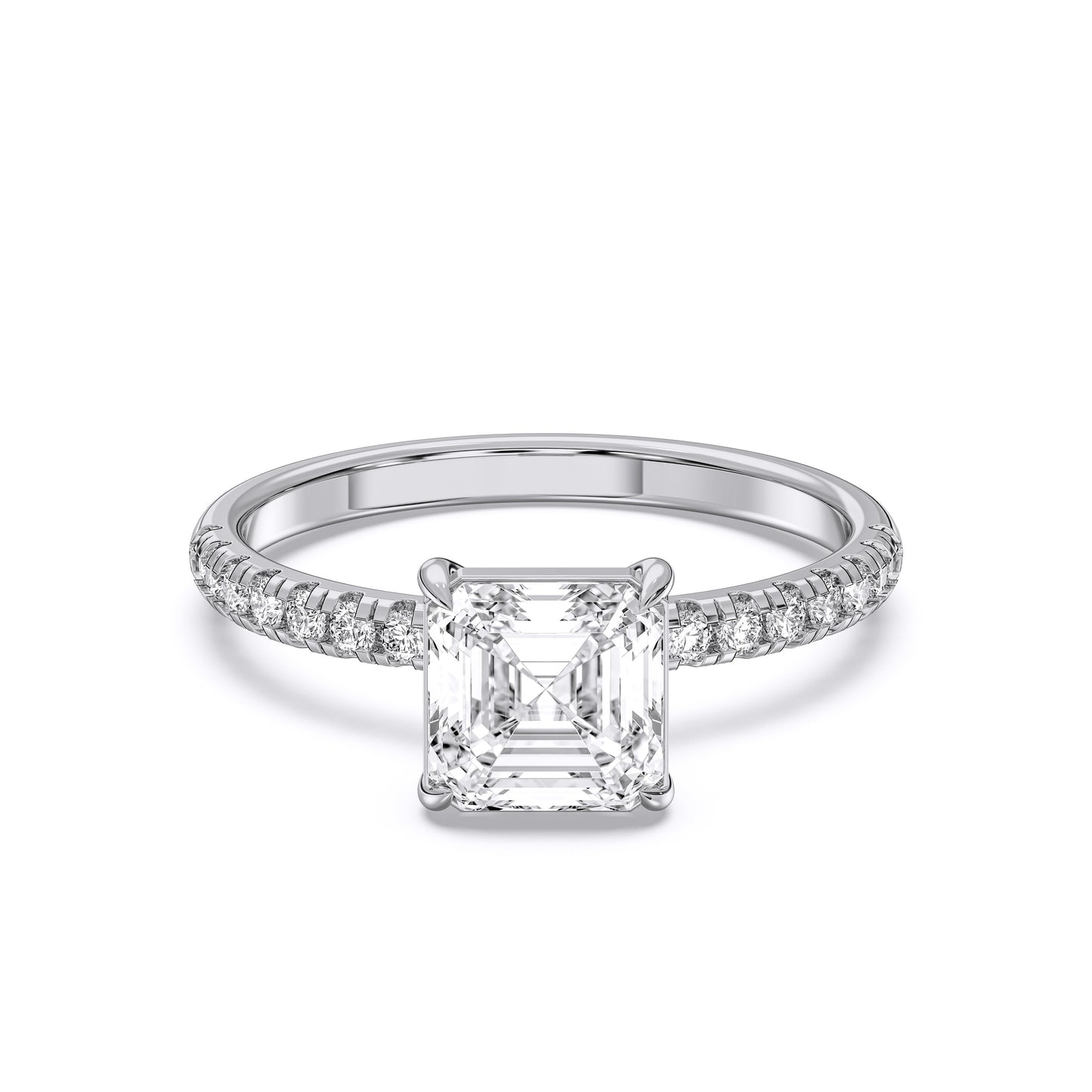 SQ.EMERALD SIDESTONE RING (THIN)