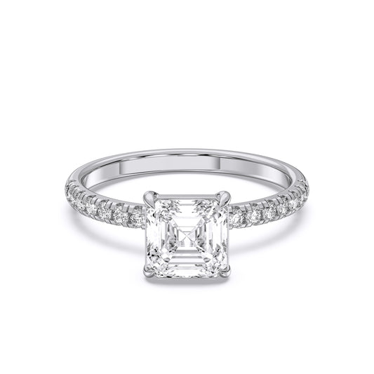 SQ.EMERALD SIDESTONE RING (THIN)