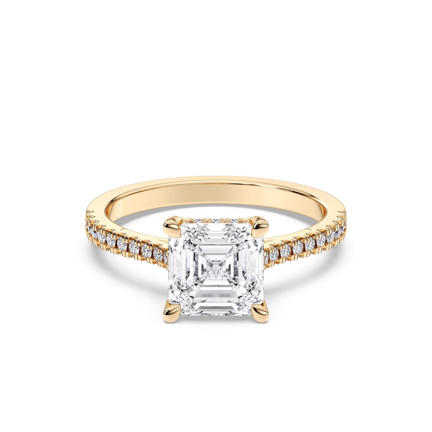 SQ.EMERALD HIDDEN HALO WITH SIDE STONE
