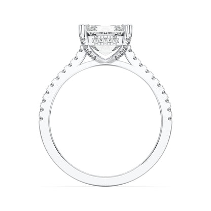 SQ.EMERALD HIDDEN HALO WITH SIDE STONE
