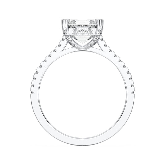 SQ.EMERALD HIDDEN HALO WITH SIDE STONE