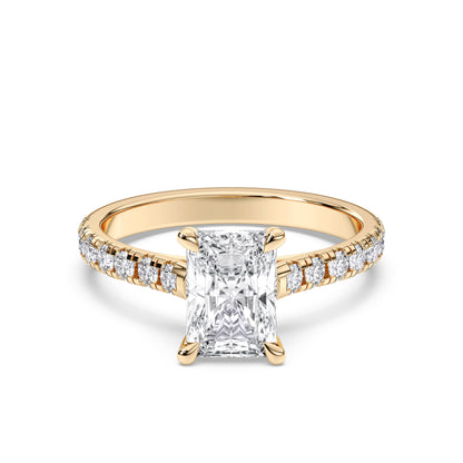 RADIANT HIDDEN HALO WITH SIDE STONE