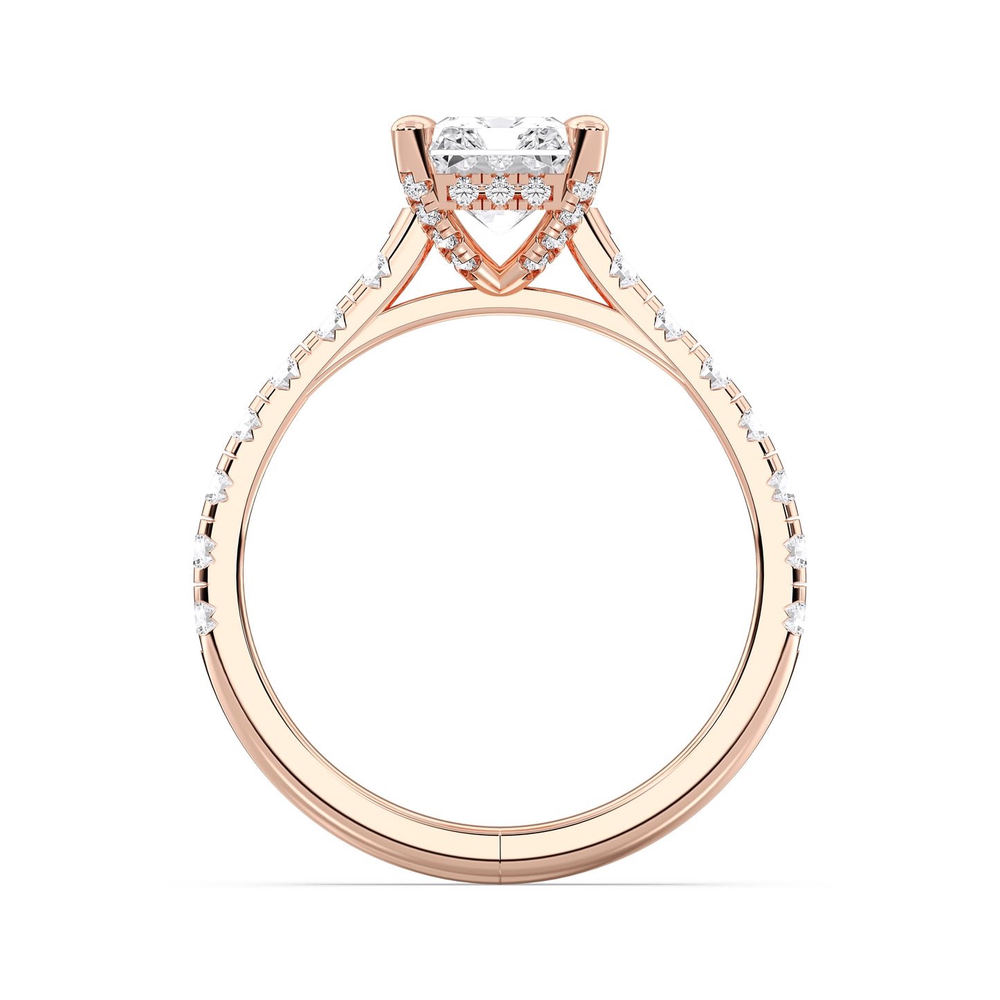 RADIANT HIDDEN HALO WITH SIDE STONE