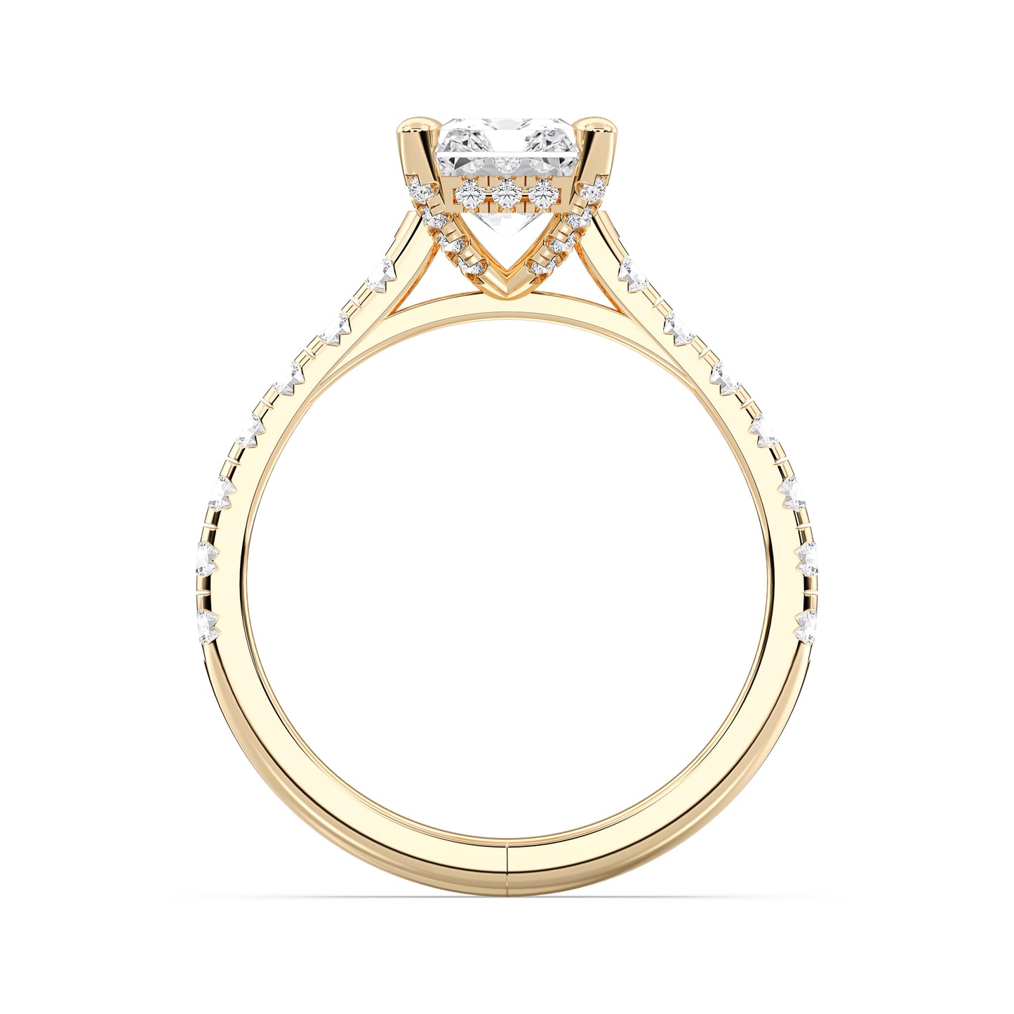 RADIANT HIDDEN HALO WITH SIDE STONE