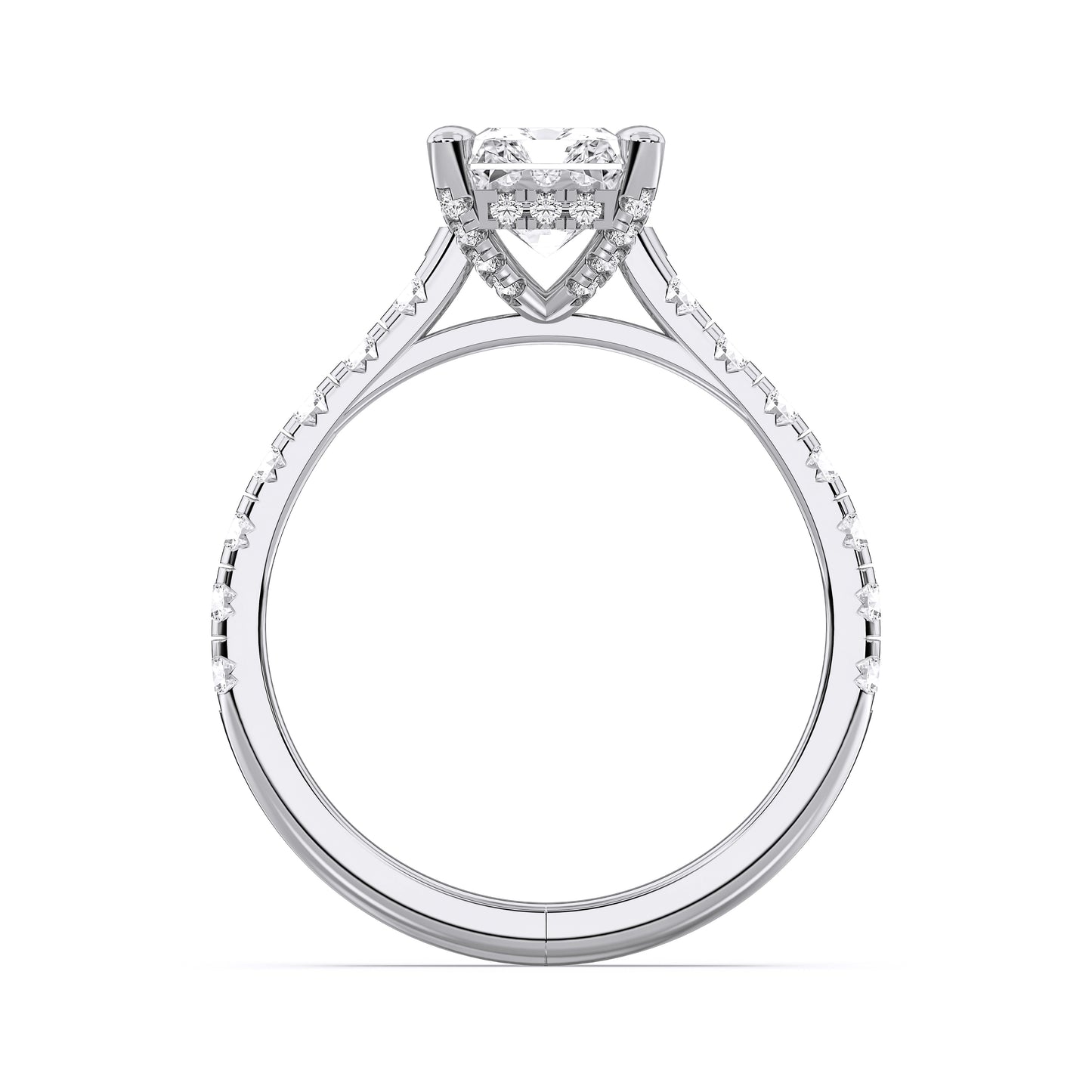 RADIANT HIDDEN HALO WITH SIDE STONE