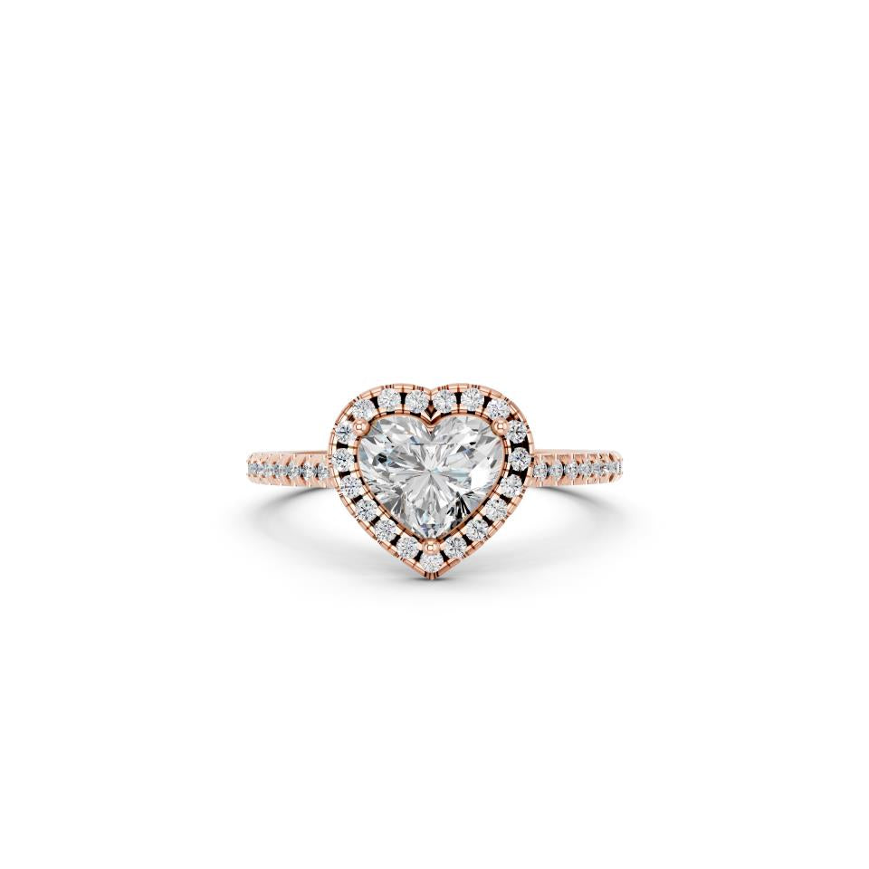 HEART HALO WITH ROUND SIDE STONE RING