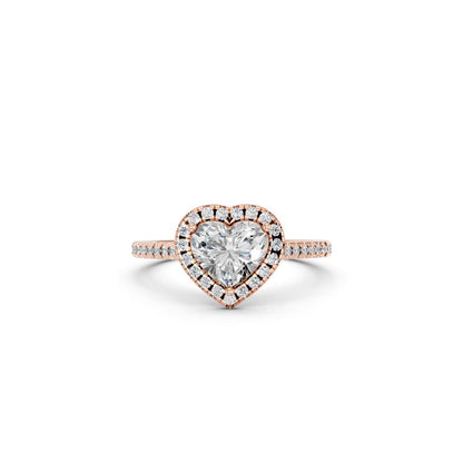 HEART HALO WITH ROUND SIDE STONE RING
