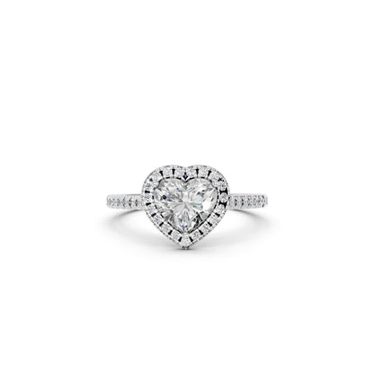 HEART HALO WITH ROUND SIDE STONE RING
