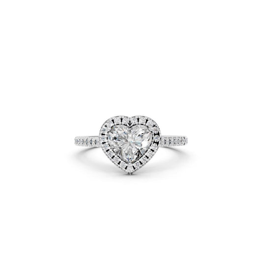 HEART HALO WITH ROUND SIDE STONE RING