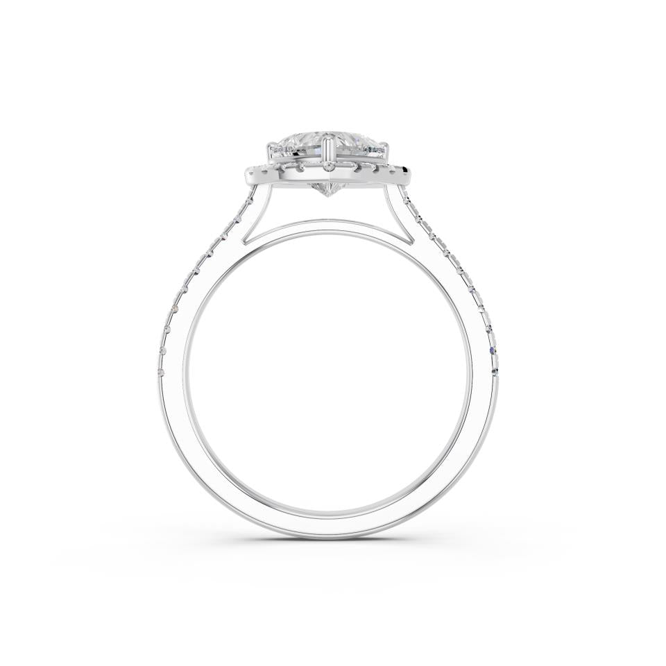 HEART HALO WITH ROUND SIDE STONE RING