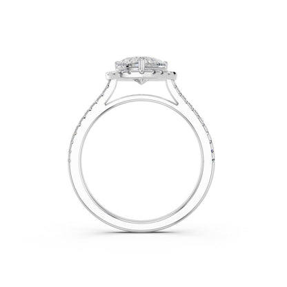 HEART HALO WITH ROUND SIDE STONE RING
