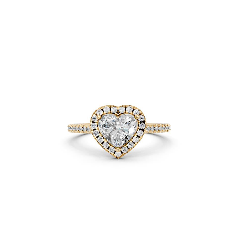 HEART HALO WITH ROUND SIDE STONE RING