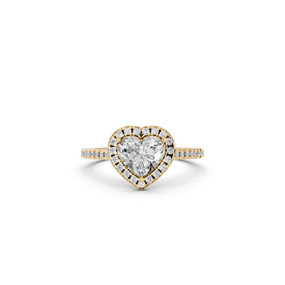 HEART HALO WITH ROUND SIDE STONE RING