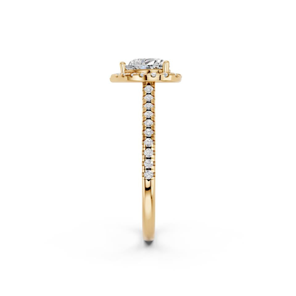HEART HALO WITH ROUND SIDE STONE RING