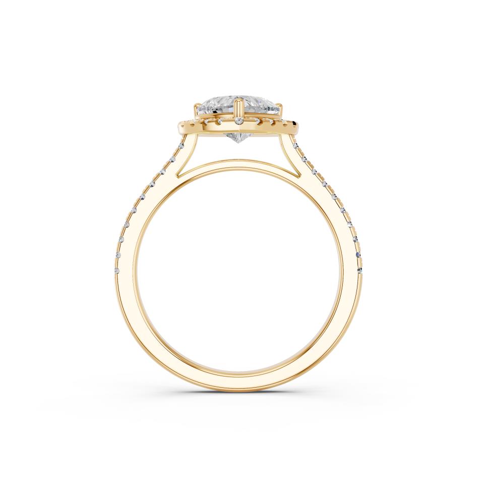 HEART HALO WITH ROUND SIDE STONE RING