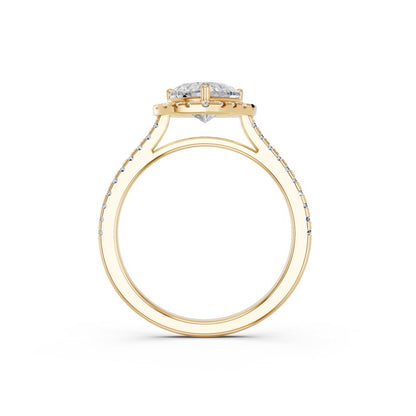 HEART HALO WITH ROUND SIDE STONE RING