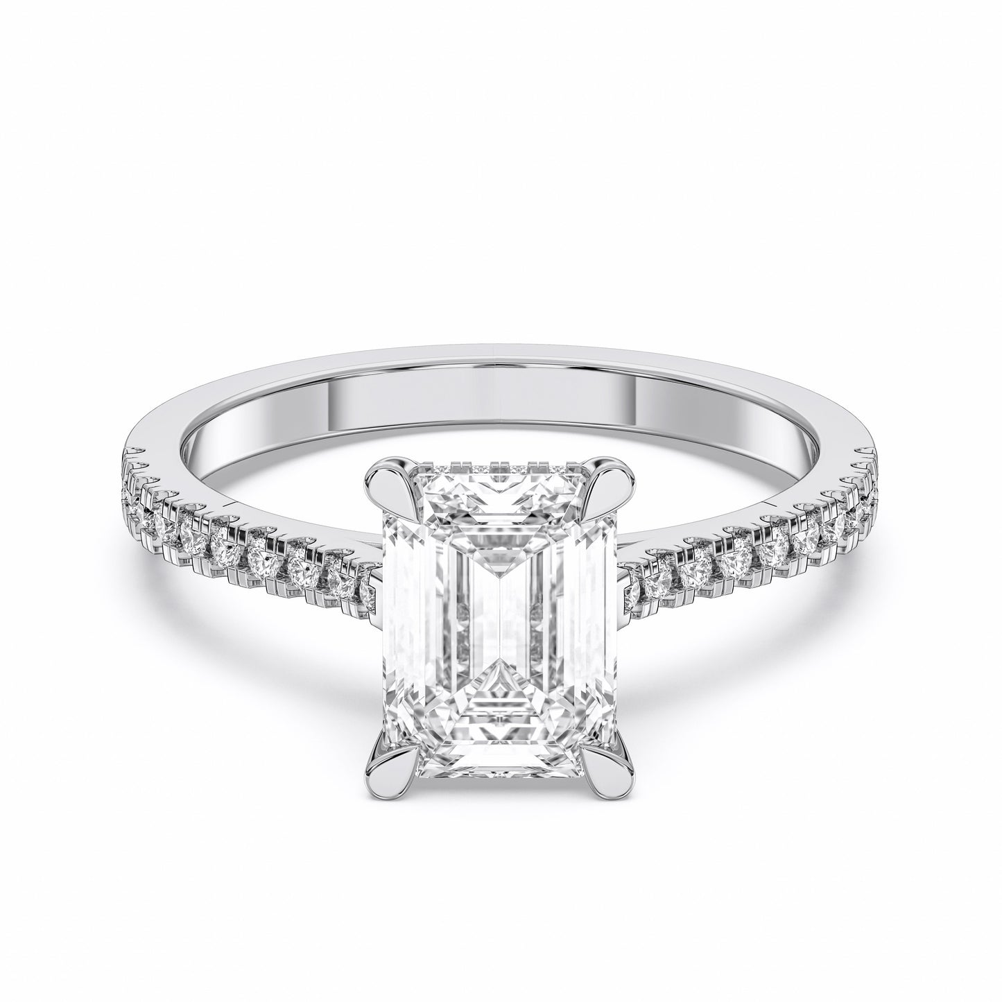EMERALD HIDDEN HALO WITH SIDE STONE