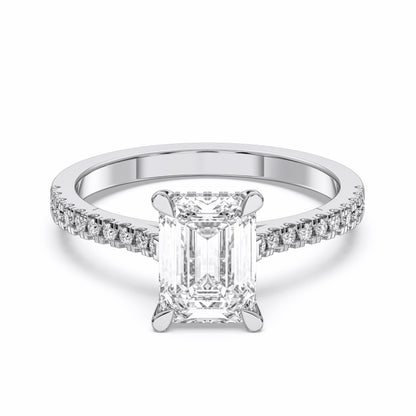 EMERALD HIDDEN HALO WITH SIDE STONE