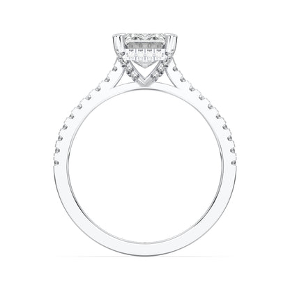 EMERALD HIDDEN HALO WITH SIDE STONE