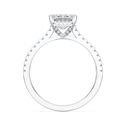 EMERALD HIDDEN HALO WITH SIDE STONE