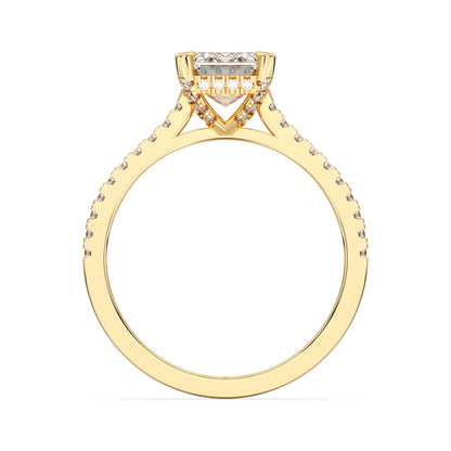 EMERALD HIDDEN HALO WITH SIDE STONE