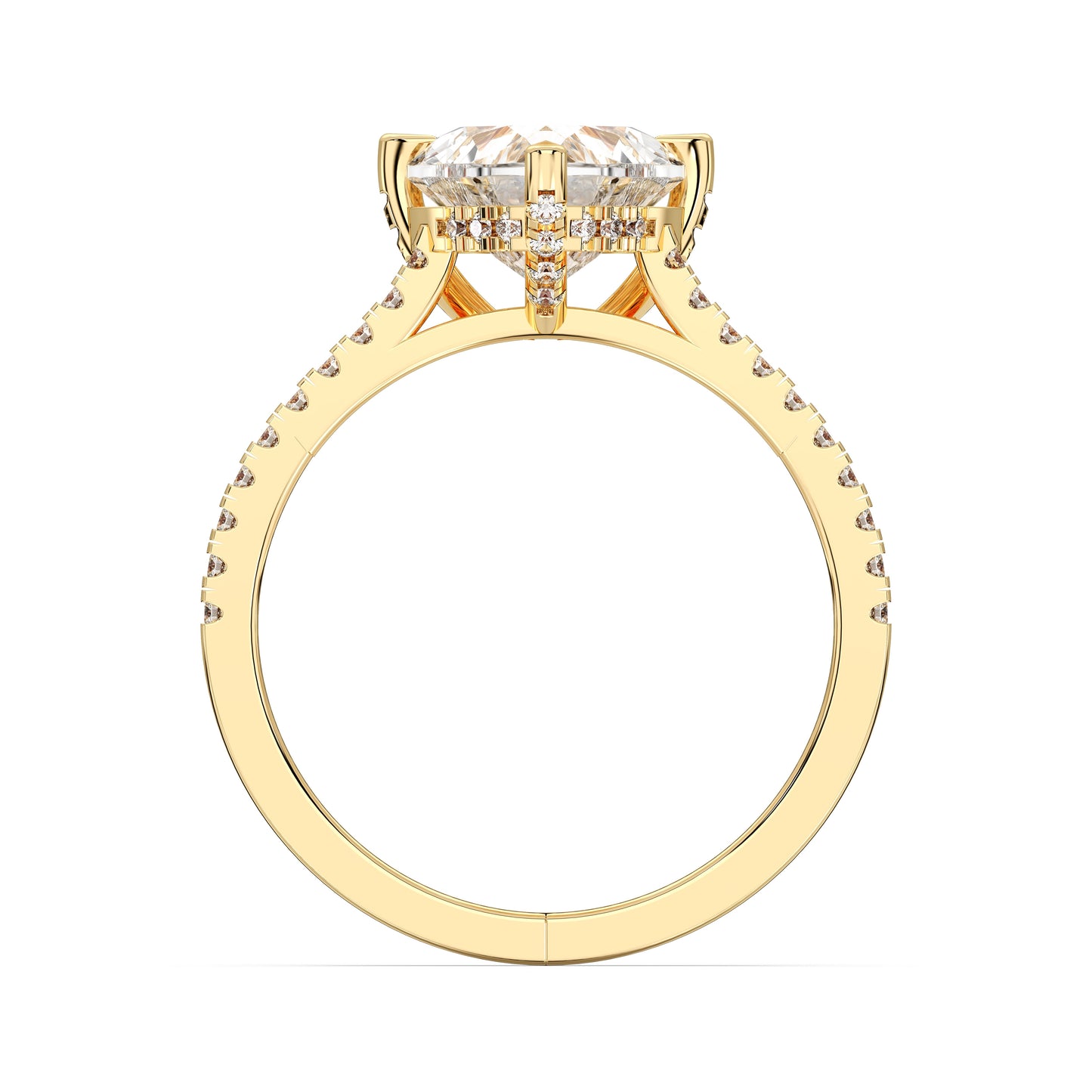 HEART HIDDEN HALO WITH SIDE STONE