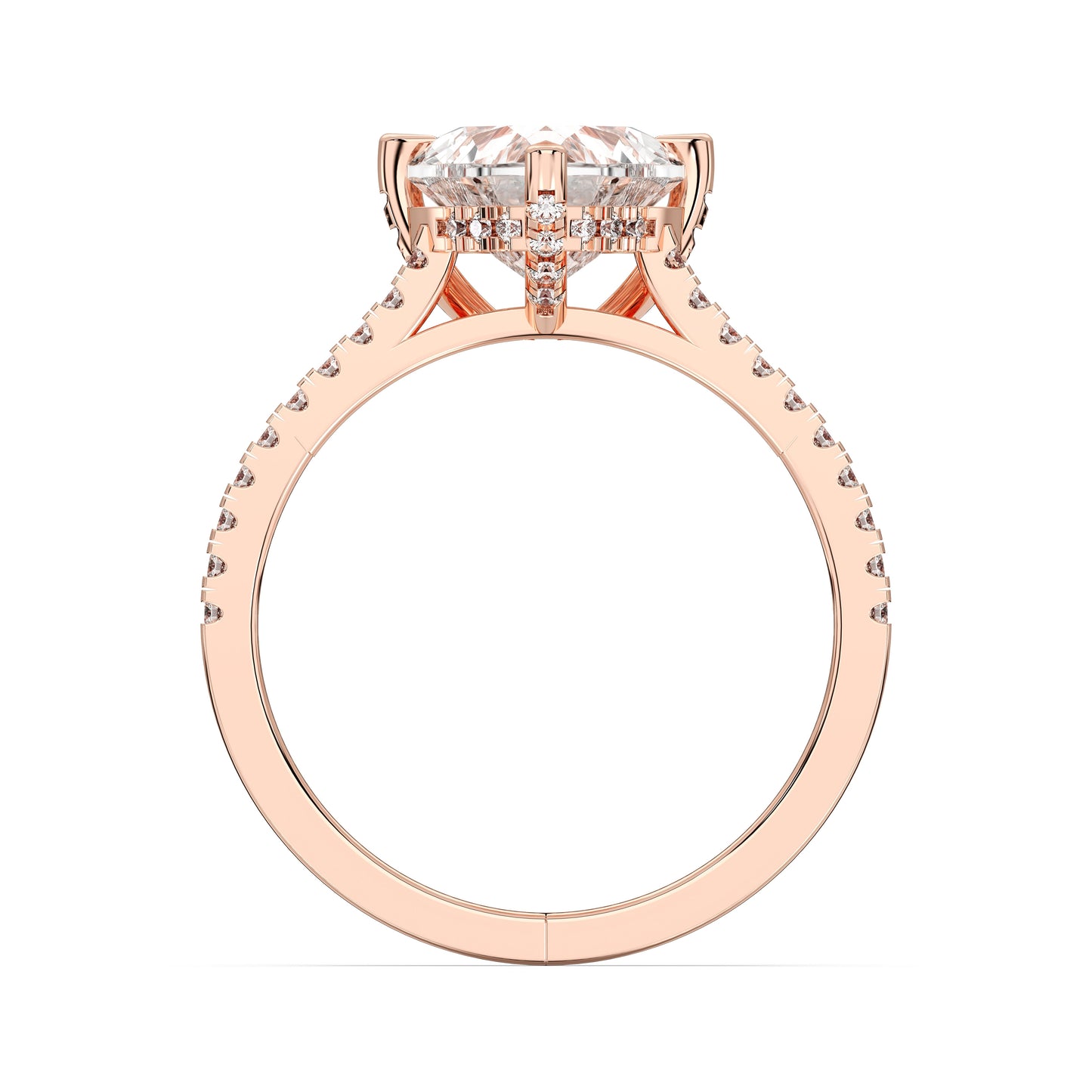 HEART HIDDEN HALO WITH SIDE STONE