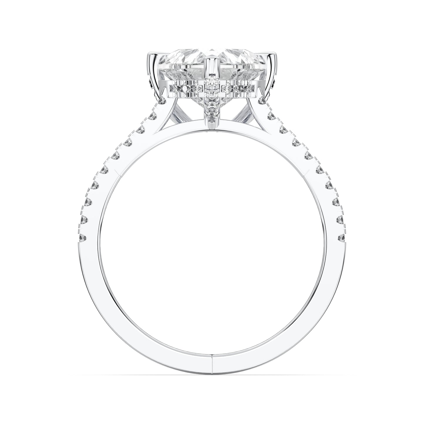 HEART HIDDEN HALO WITH SIDE STONE