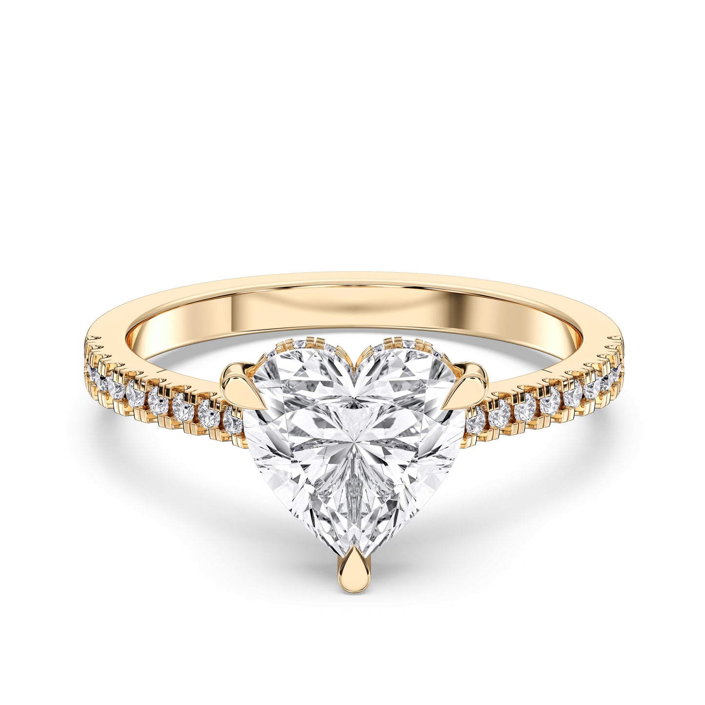 HEART HIDDEN HALO WITH SIDE STONE