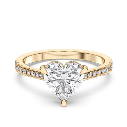 HEART HIDDEN HALO WITH SIDE STONE