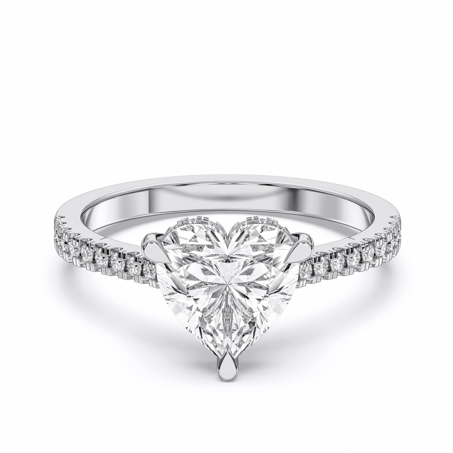 HEART HIDDEN HALO WITH SIDE STONE