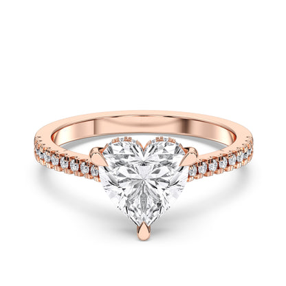 HEART HIDDEN HALO WITH SIDE STONE