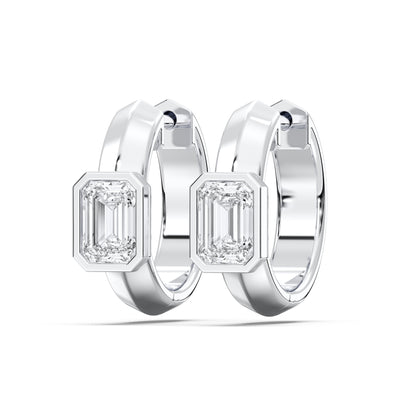 EMERALD BEZEL HOOPS EARRINGS