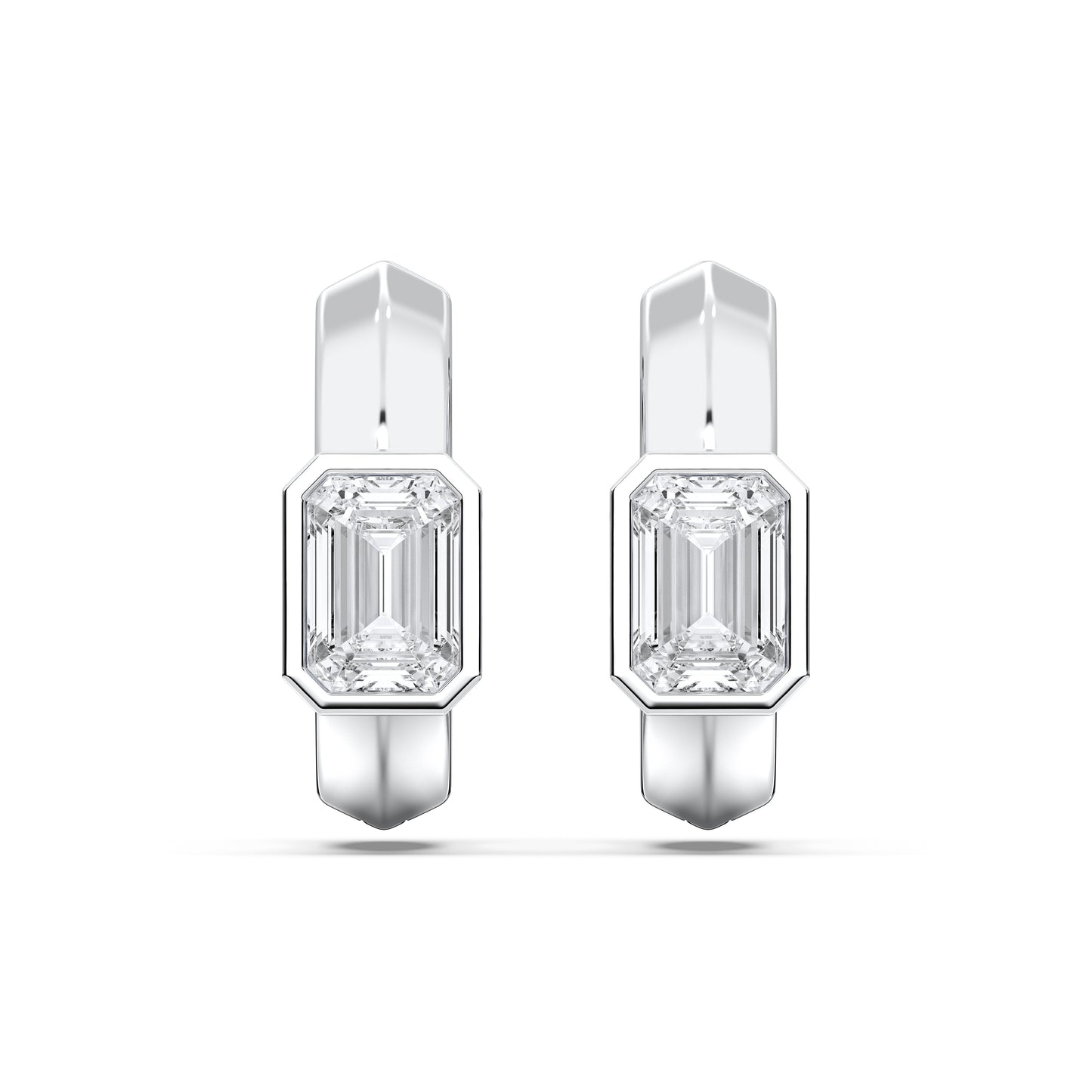 EMERALD BEZEL HOOPS EARRINGS