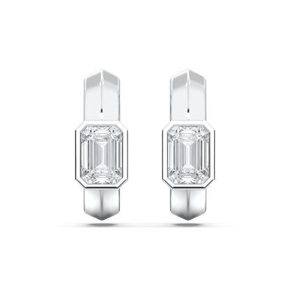 EMERALD BEZEL HOOPS EARRINGS