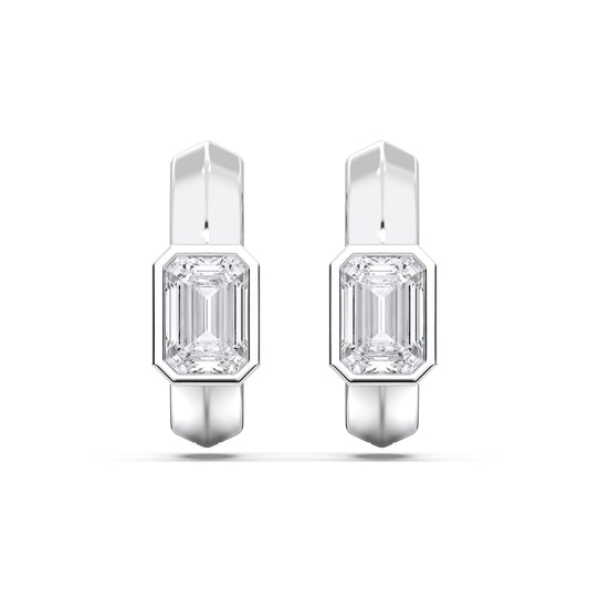 EMERALD BEZEL HOOPS EARRINGS