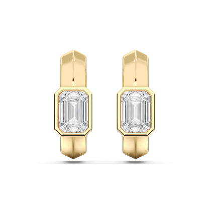 EMERALD BEZEL HOOPS EARRINGS