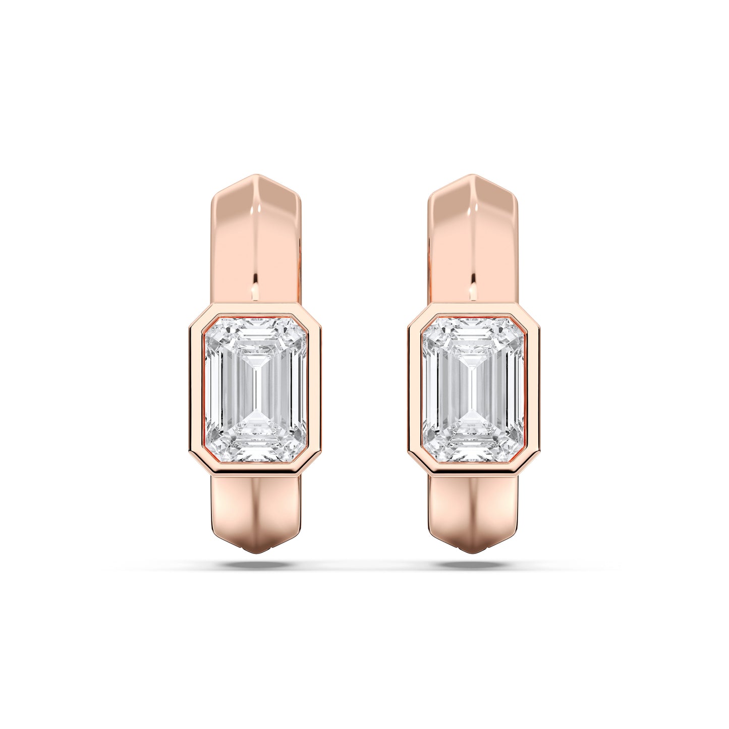 EMERALD BEZEL HOOPS EARRINGS